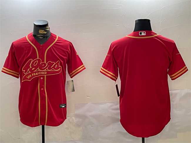 Mens San Francisco 49ers Blank Red Cool Base Stitched Baseball Jersey